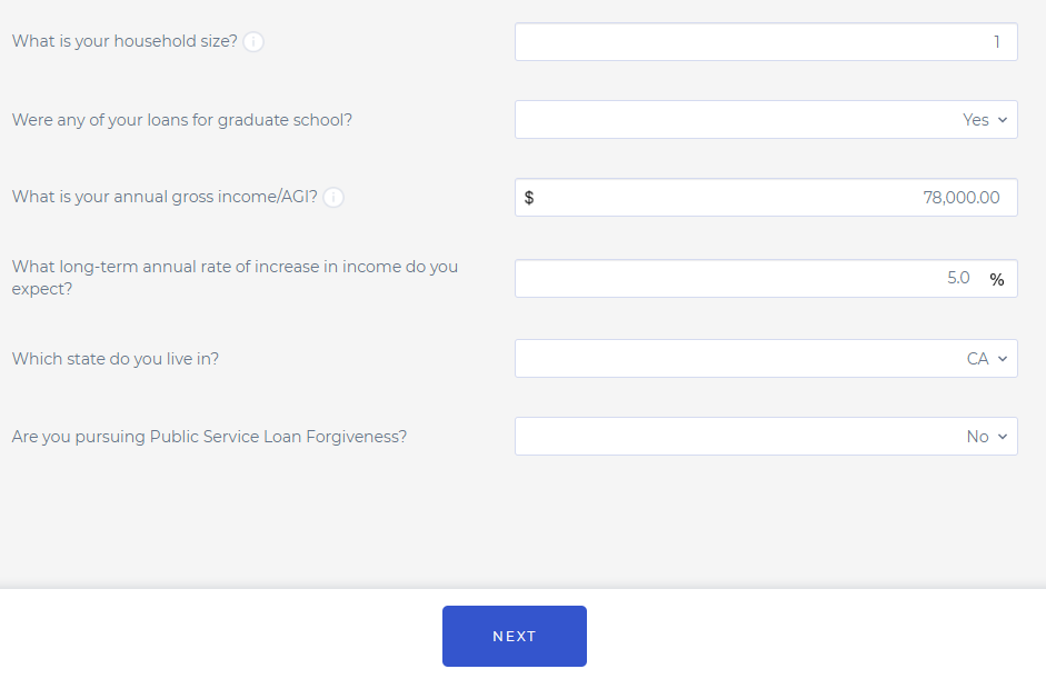 Income Driven Repayment Calculator Assumptions