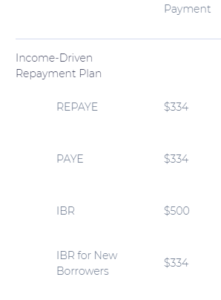 income driven repayment plan payment